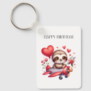 Sloth Pilot Birthday Keychain