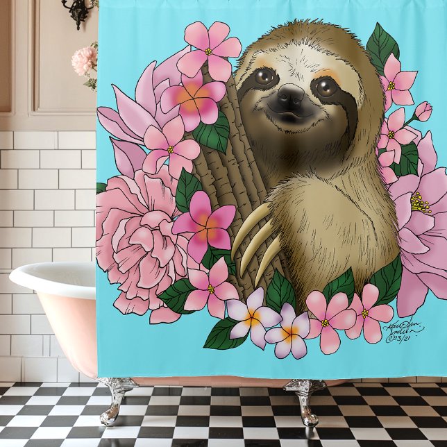 Sloth Pink Flowers (Creator Uploaded)