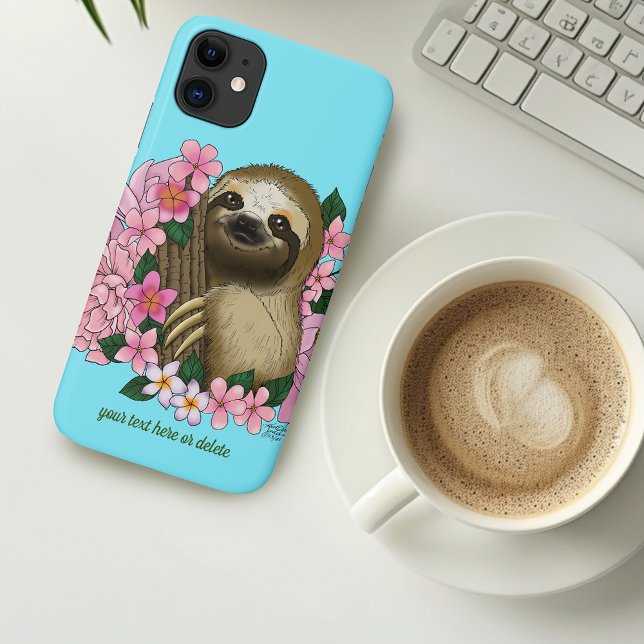 Sloth Pink Flowers  Case-Mate iPhone Case (Creator Uploaded)