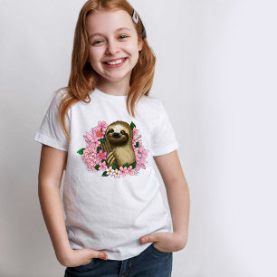 Sloth Pink Flowers T-Shirt