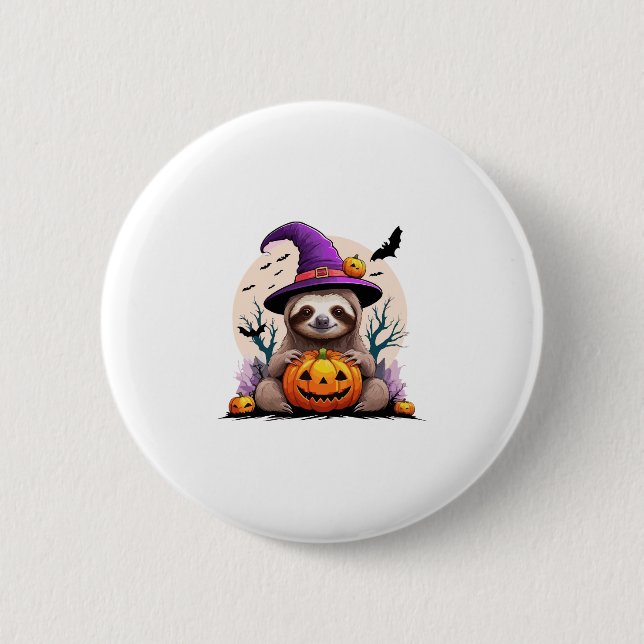 Sloth Pink Hat Halloween 2 Inch Round Button (Front)