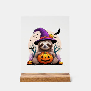 Sloth Pink Hat Halloween Acrylic Sign