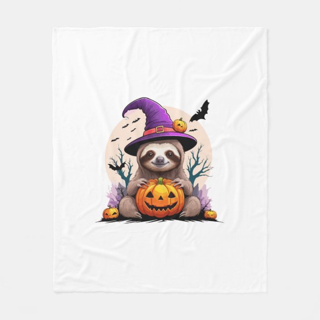 Sloth Pink Hat Halloween Fleece Blanket (Front)