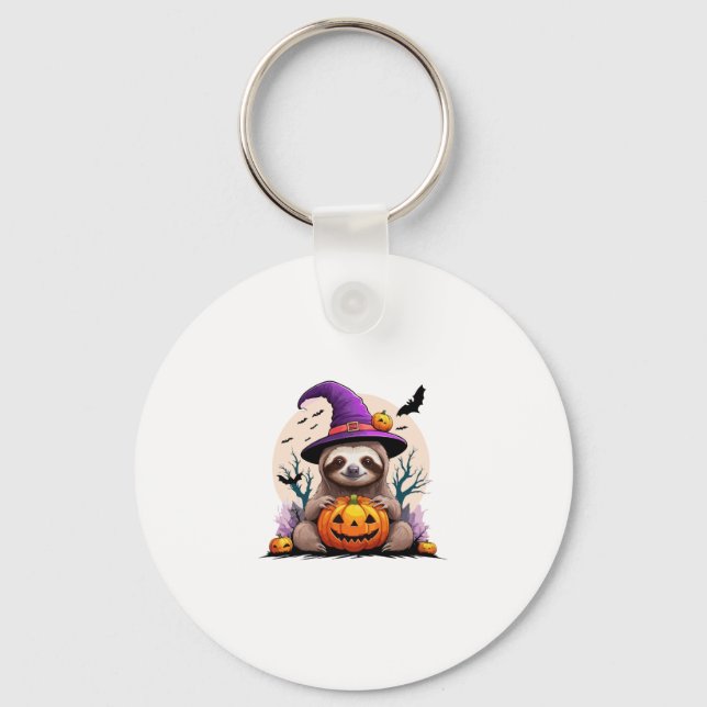 Sloth Pink Hat Halloween Keychain (Front)