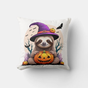 Sloth Pink Hat Halloween Throw Pillow