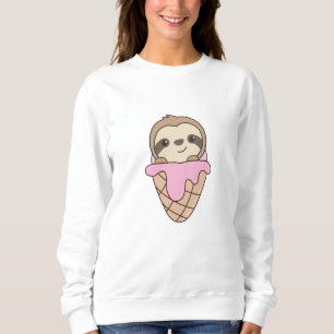 Sloth Pink Ice Cream Waffle Cute Animals For Kids Sweatshirt