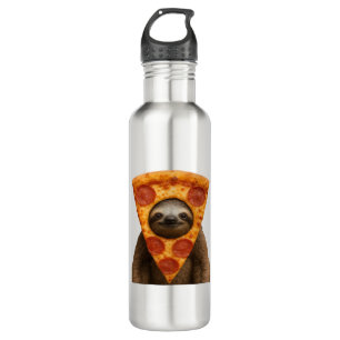 Sloth pizza funny weird prank meme cute happy chri 710 ml water bottle