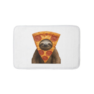 Sloth pizza funny weird prank meme cute happy chri bath mat
