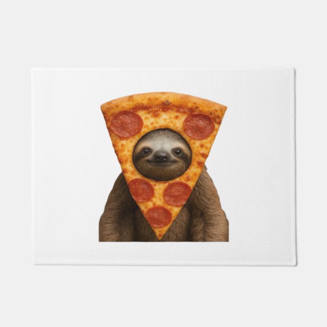 Sloth pizza funny weird prank meme cute happy chri doormat (Front)