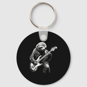 Sloth Playing B Guitar Funny B Player Bist Sloth Keychain