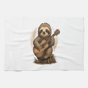 Sloth Playing Guitar Kitchen Towel