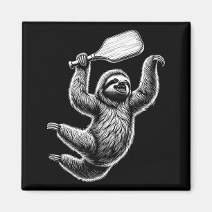 Sloth playing pickleball for pickle ball player magnet