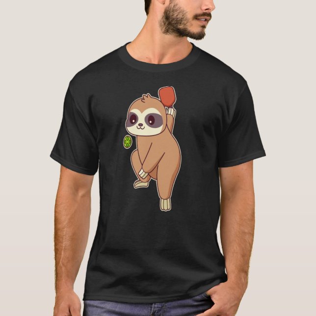 Sloth Playing Pickleball T-Shirt (Front)