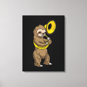 Sloth Playing Sousaphone Gift Men Sousaphone Canvas Print