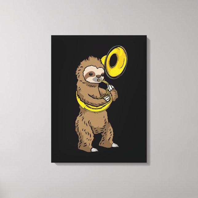 Sloth Playing Sousaphone Gift Men Sousaphone Canvas Print (Front)