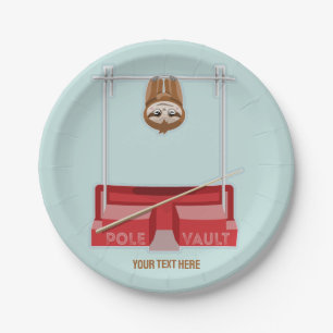 Sloth Pole Vault Athletics Paper Plate