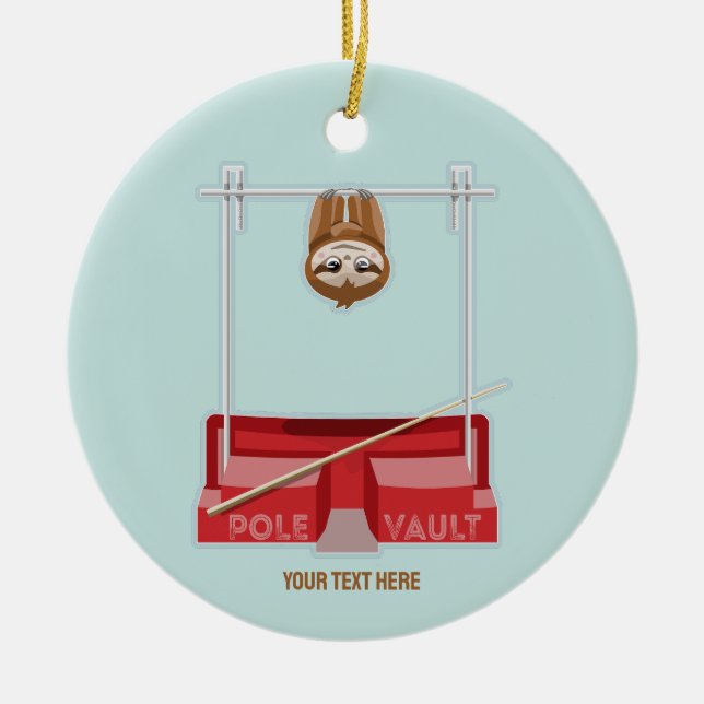 Sloth Pole Vaulting Sports Day Ceramic Ornament (Front)