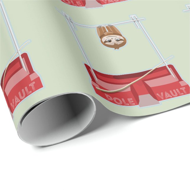Sloth Pole Vaulting Sports Day Wrapping Paper (Roll Corner)