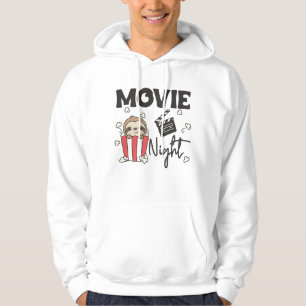 Sloth Popcorn Movie Night Cute Sloth Movies Hoodie