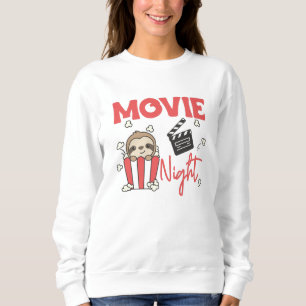 Sloth Popcorn Movie Night Cute Sloth Movies Sweatshirt