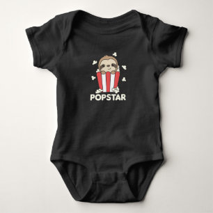 Sloth Popcorn Pop Star Poppin Funny Sloth Baby Bodysuit