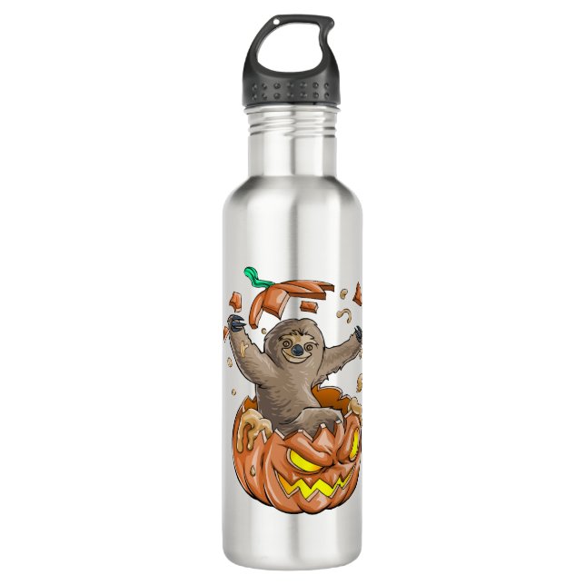 Sloth Pumpkin Halloween 710 Ml Water Bottle (Front)