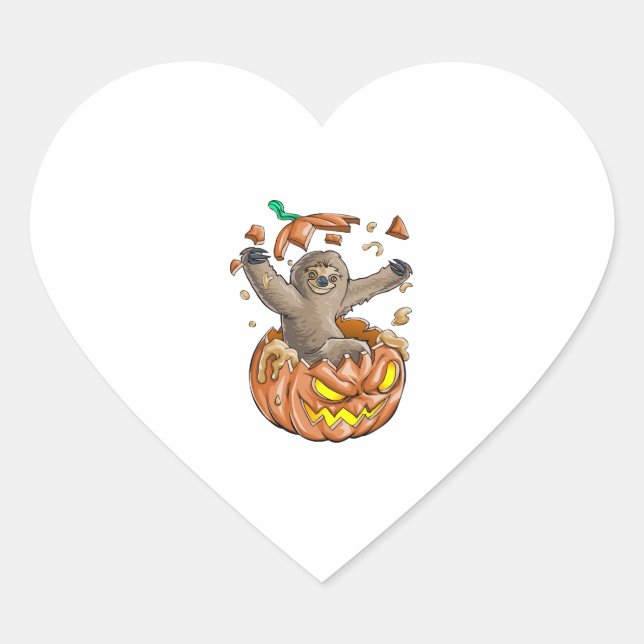 Sloth Pumpkin Halloween Heart Sticker (Front)