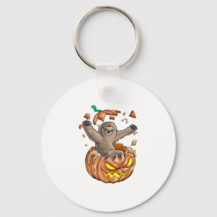 Sloth Pumpkin Halloween Keychain