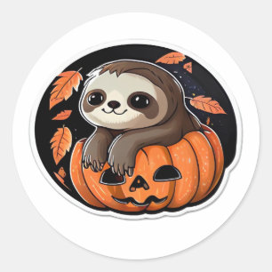 sloth pumpkin Halloween sticker Oversized T-Shirt
