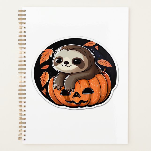sloth pumpkin Halloween sticker Oversized T-Shirt (Devant)