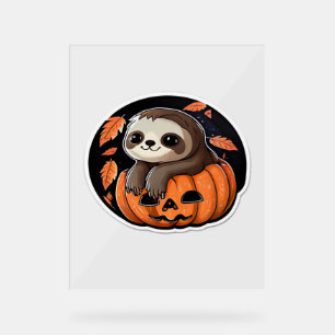 sloth pumpkin Halloween sticker Oversized T-Shirt Acrylic Sign