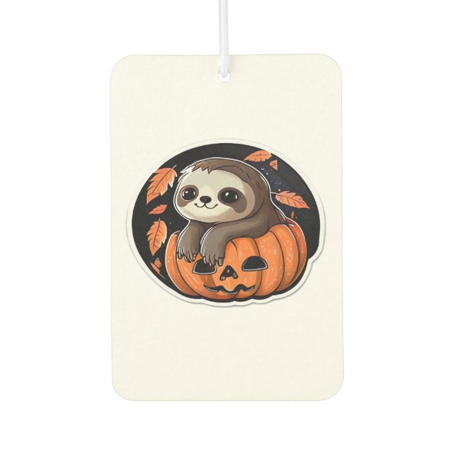 sloth pumpkin Halloween sticker Oversized T-Shirt Air Freshener (Front)