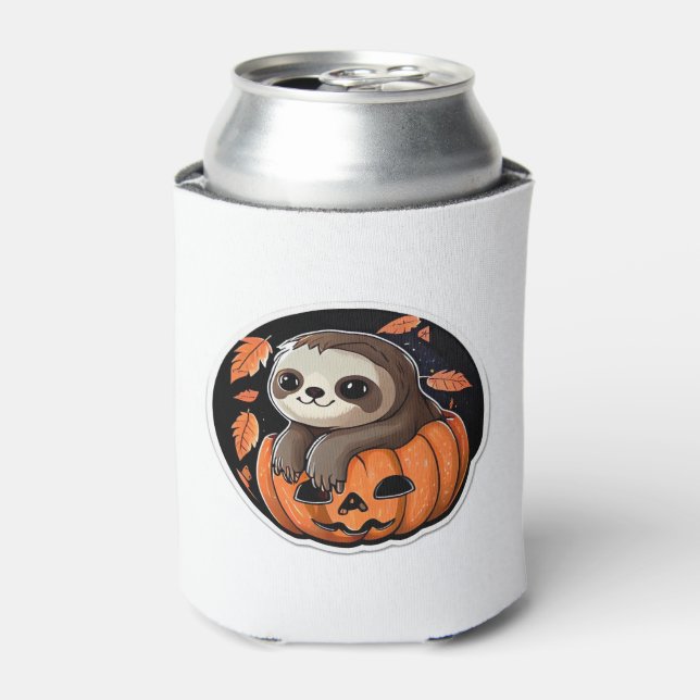 sloth pumpkin Halloween sticker Oversized T-Shirt Can Cooler (Can Front)
