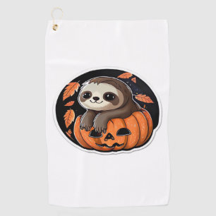 sloth pumpkin Halloween sticker Oversized T-Shirt Golf Towel