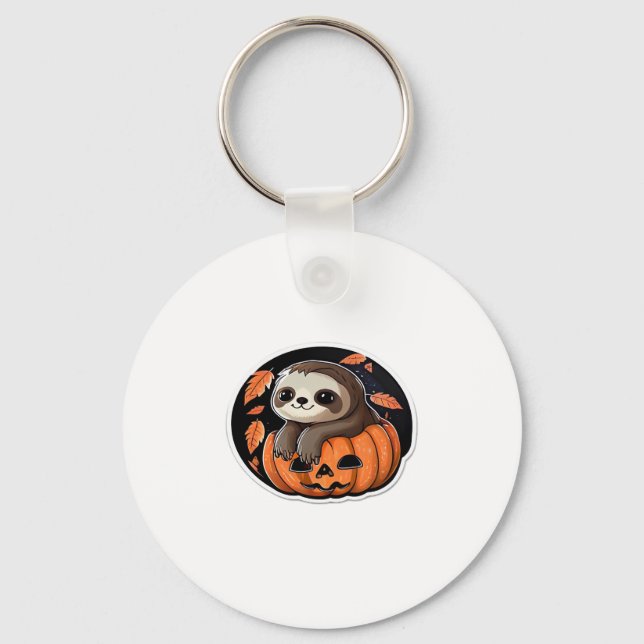 sloth pumpkin Halloween sticker Oversized T-Shirt Keychain (Front)