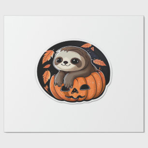 sloth pumpkin Halloween sticker Oversized T-Shirt Wrapping Paper
