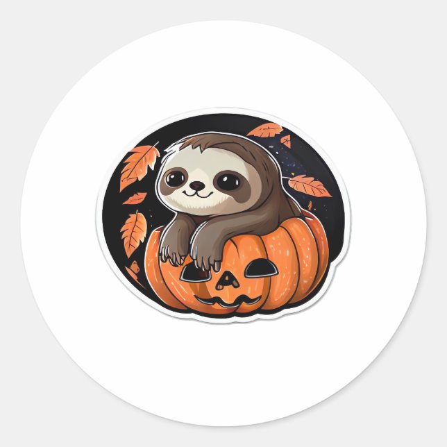 sloth pumpkin Halloween sticker style 2 Classic T- (Front)
