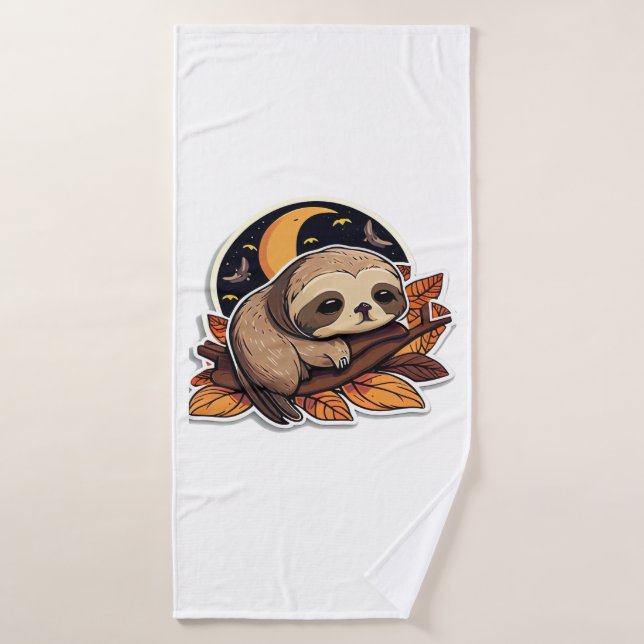 sloth pumpkin Halloween sticker style 2 Classic T- (Serviette de bain)