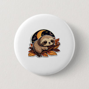 sloth pumpkin Halloween sticker style 2 Classic T- 2 Inch Round Button