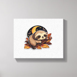 sloth pumpkin Halloween sticker style 2 Classic T- Canvas Print