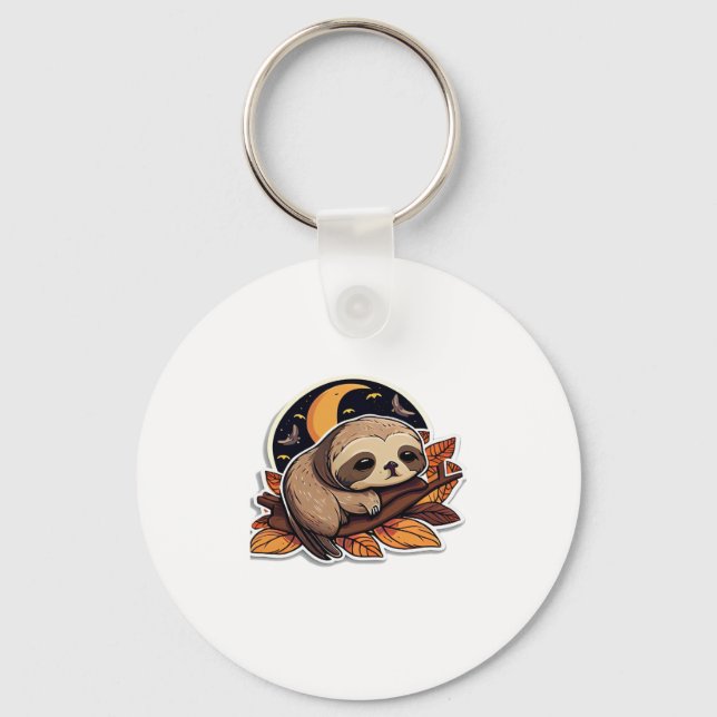 sloth pumpkin Halloween sticker style 2 Classic T- Keychain (Front)