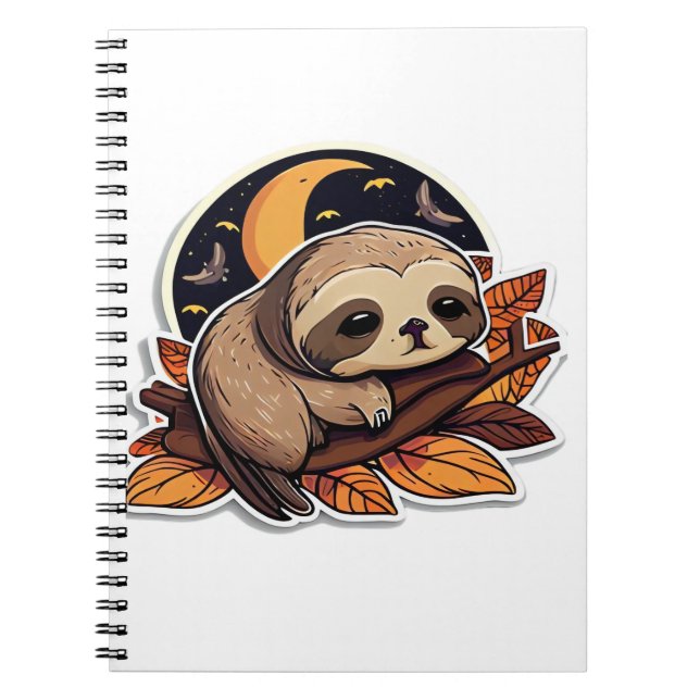sloth pumpkin Halloween sticker style 2 Classic T- Notebook (Front)