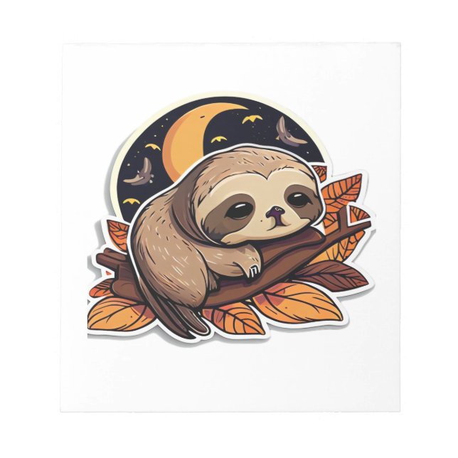 sloth pumpkin Halloween sticker style 2 Classic T- Notepad (Front)