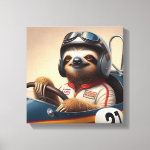 Sloth Racecar Driver Canvas Print