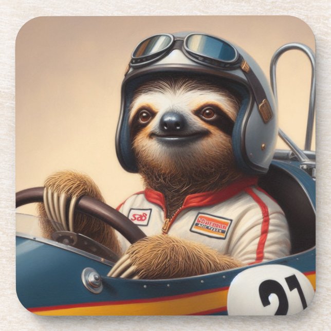 Sloth Racecar Driver Coaster (Front)