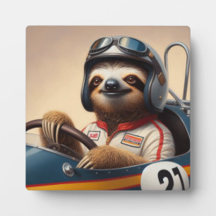 Sloth Racecar Driver Plaque
