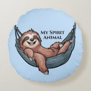 Sloth Relaxing Round Pillow