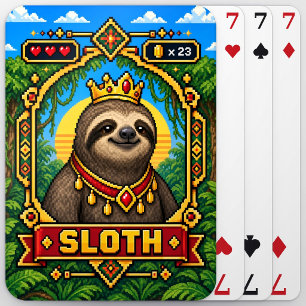 Sloth Retro 8-Bit Pixel Art Playing Cards