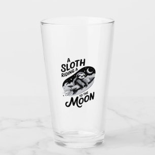 Sloth Riding a Rocket to the Moon Glass