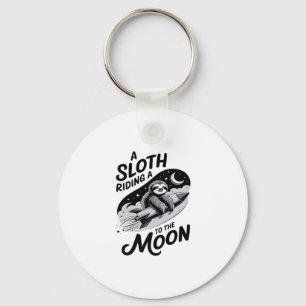 Sloth Riding a Rocket to the Moon Keychain